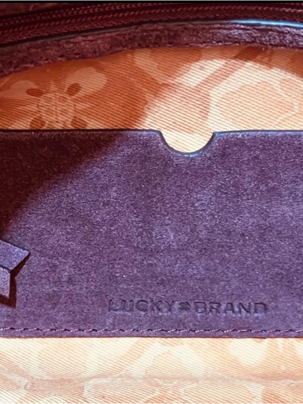 Lucky Brand Clem Suede Mini Hobo Bag Burgundy - Picture 7 of 11
